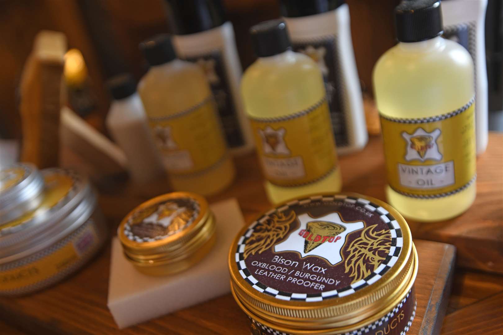 Goldtop sells oils and waxes for its leather products. Picture: Vikki Lince