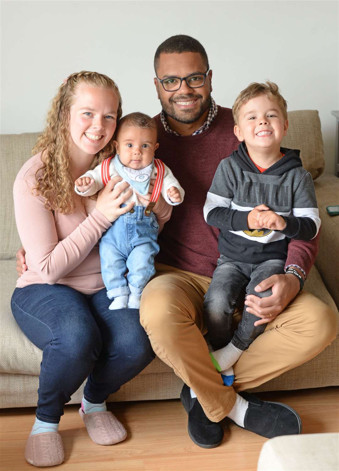 West Essex Maternity Voices Partnership co-chair Chloe Ribeiro with husband Thiago and children Mateo, 3, and four-month-old Malakai. Pic: Vikki Lince (47247957)