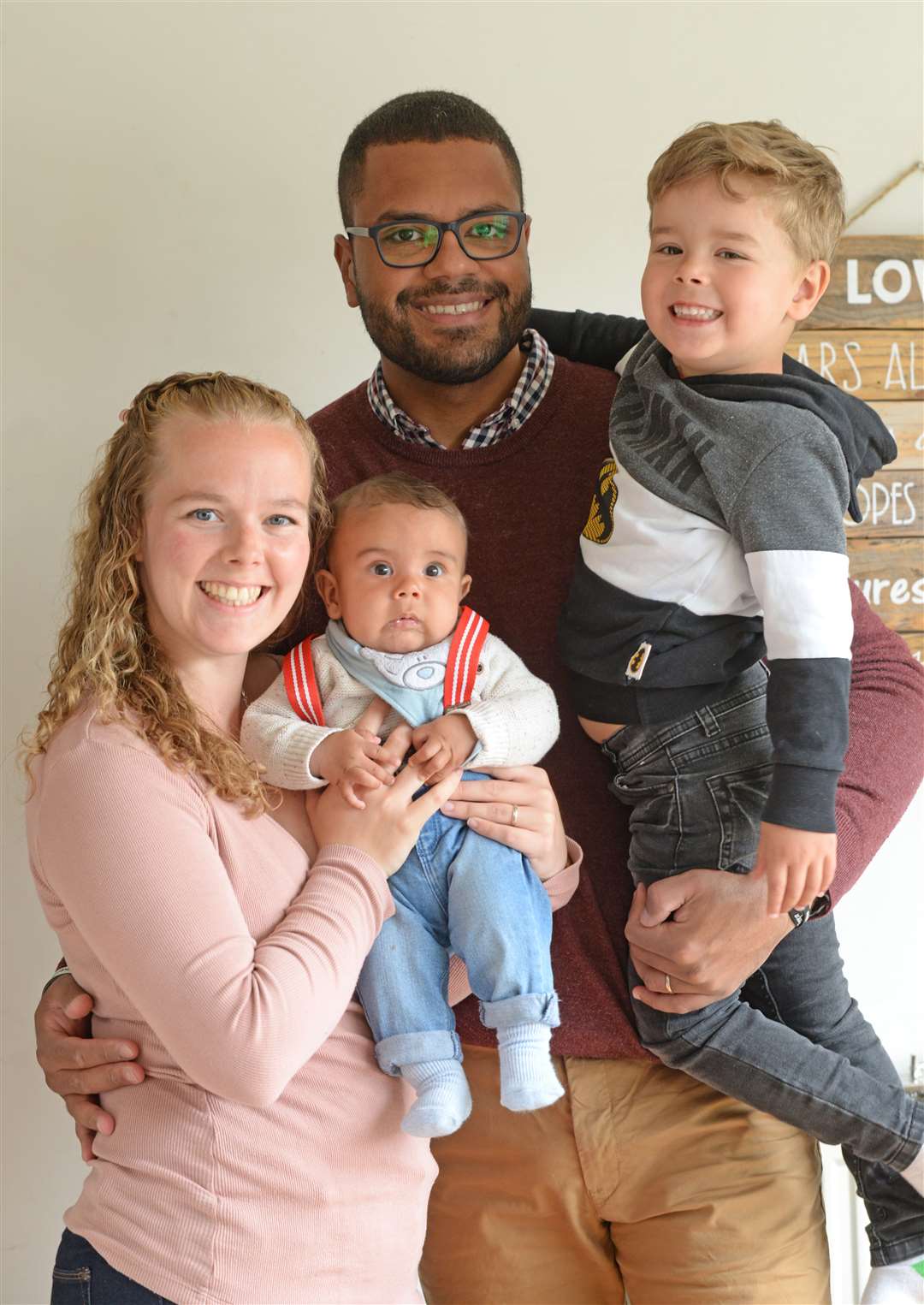 West Essex Maternity Voices Partnership co-chair Chloe Ribeiro with husband Thiago and children Mateo, 3, and four-month-old Malakai. Pic: Vikki Lince (47247959)