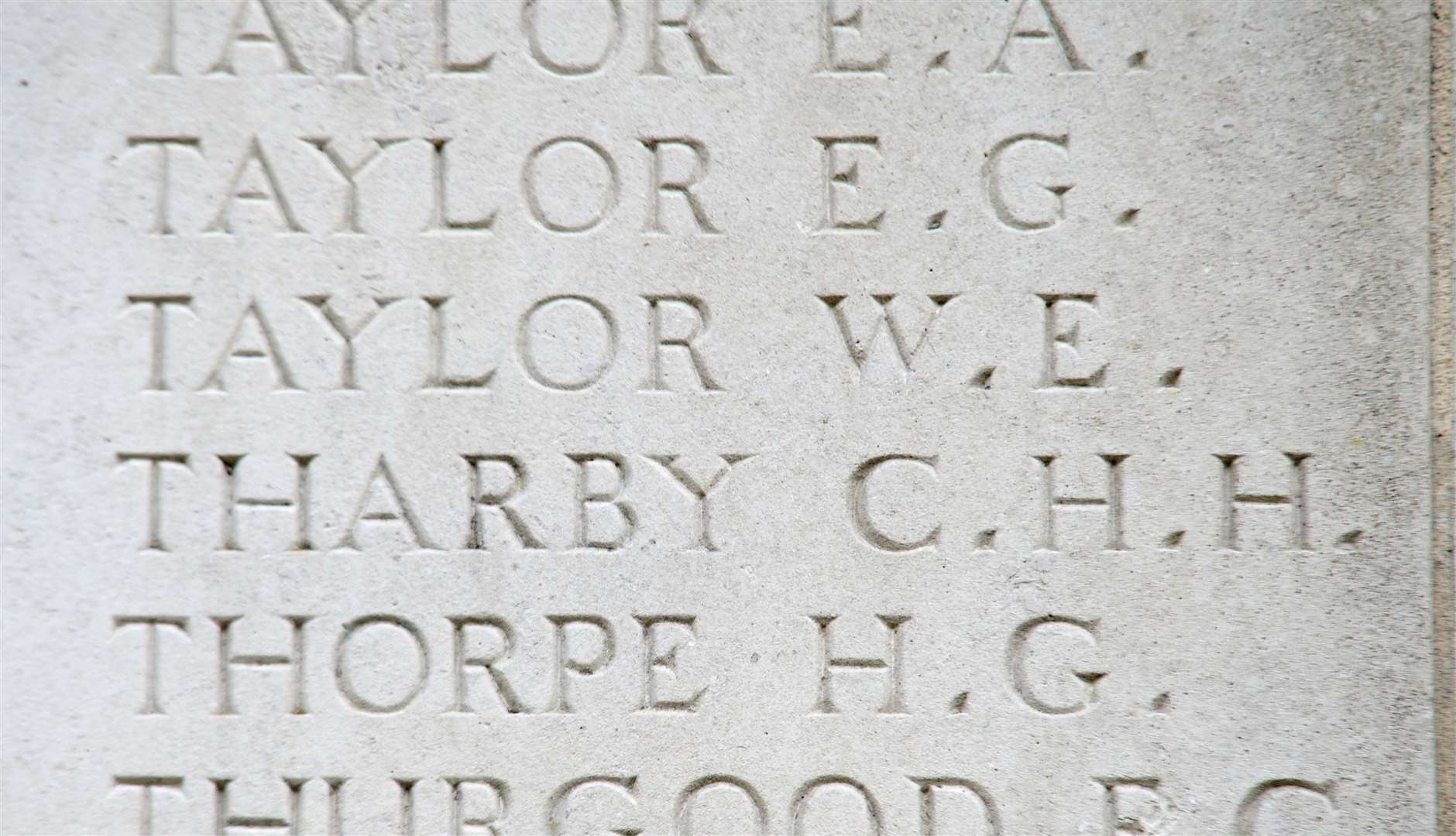 C H A Tharby's name incorrectly listed on the war memorial in Castle Gardens