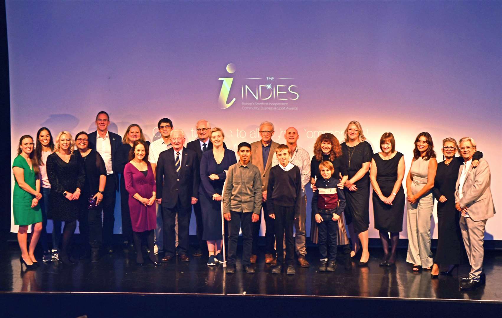 Indies Class of 2021 – the winners and 'highly commended' recipients on stage at the end of the awards ceremony. Pic: Vikki Lince