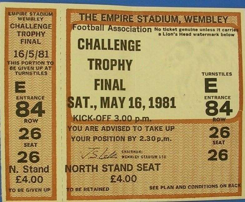 A £4 matchday ticket for the final at Wembley. Picture: George Francis