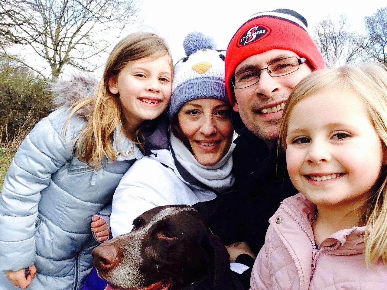 Jo Doyle with husband Nick, daughters Isabella and Eva and their dog (34543627)