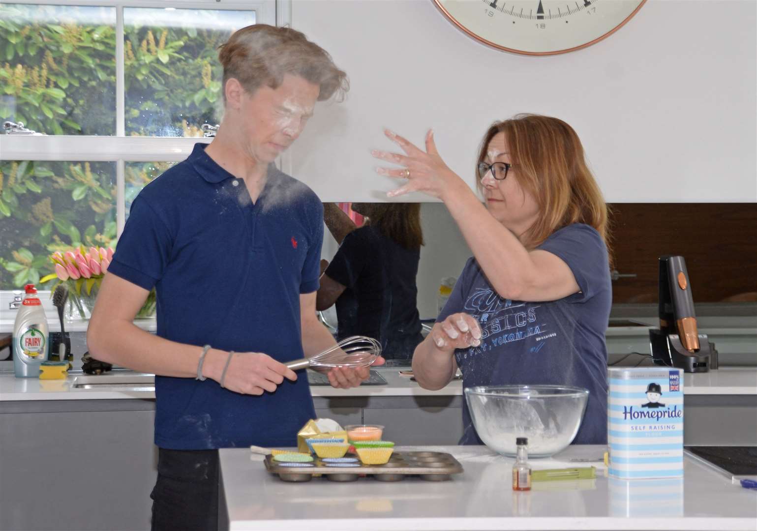 The Great Wilson Bake Off – Cate teaching son Jacob some baking 'techniques'. Picture: Vikki Lince (33663359)