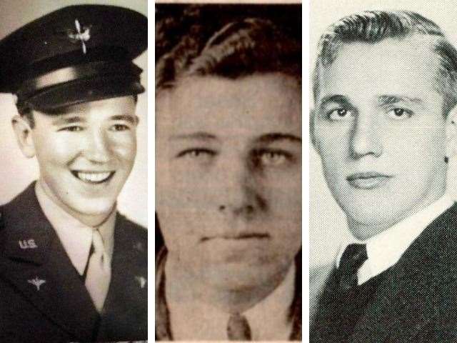 From left, Pilot Howard Noland, 24, flight engineer Jake Crider, 27, and radio operator and gunner Warren Terrian, 23 (51652314)