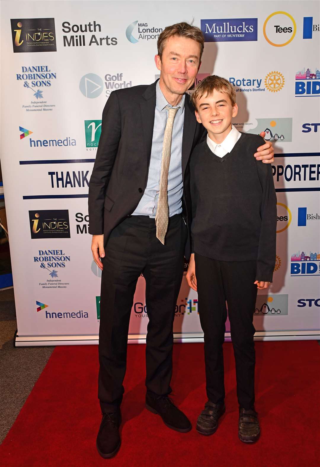 Young sports personality nominee Luke Dunham, 13, with dad Chris. Pic: Vikki Lince