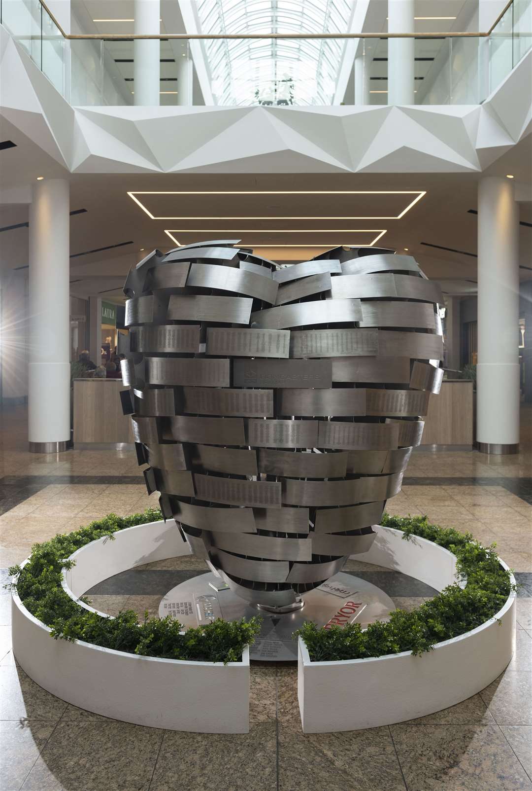 The British Heart Foundation's Heart of Steel sculpture in Sheffield has space for 150,000 names to be engraved on it