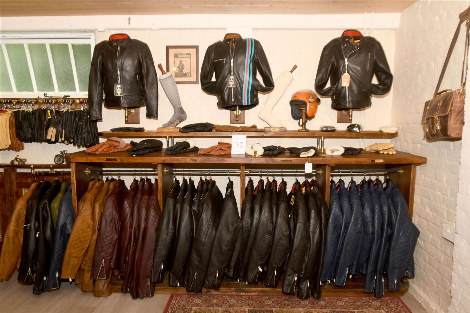 Goldtop motorcycle outfitters is a specialist in leather jackets, boots, gloves and gauntlets for men and women. Picture: Vikki Lince